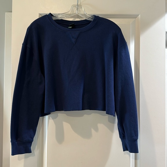 wild fable Tops - Target Wild Fable Navy Blue Cropped Long Sleeve Shirt